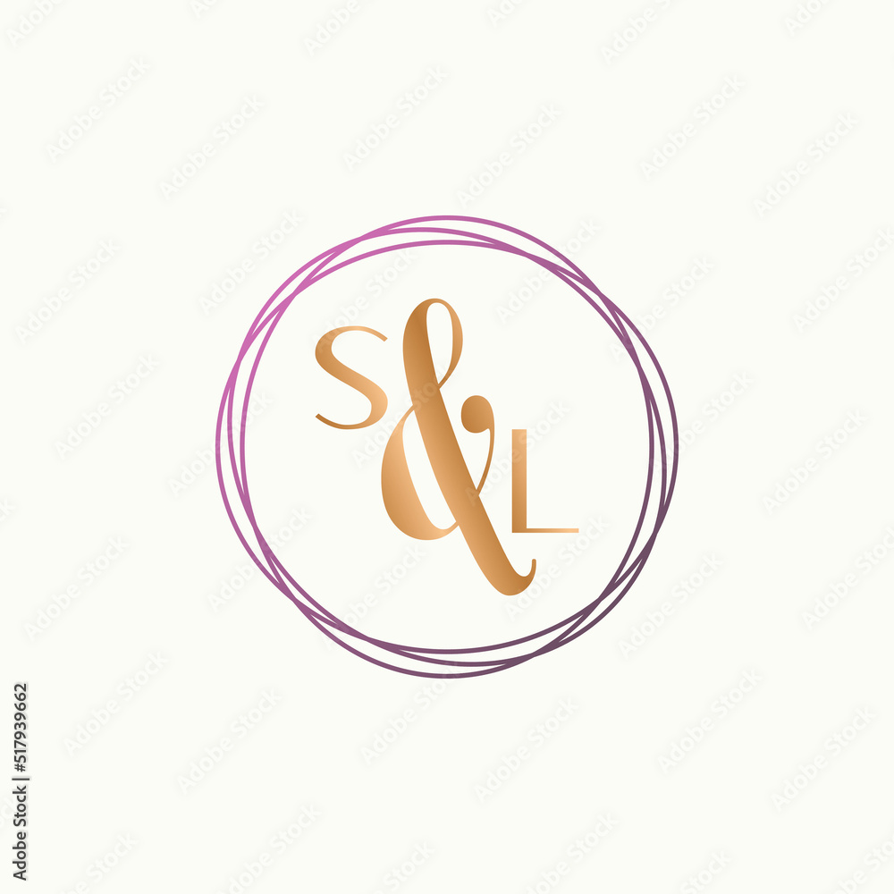 Poster simple and unique letter or word sl sans serif font with beauty circle line image graphic icon logo 