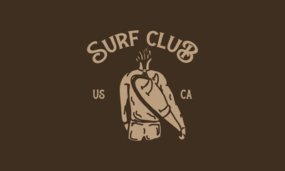  vintage minimalist illustration surfer