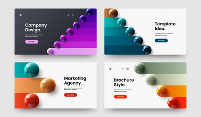 Simple landing page vector design concept bundle. Original 3D balls book cover template collection.