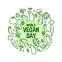 World Vegan day illustration. Fit for background, banner, backdrop, ppt. Vector eps 10