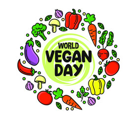 World Vegan day illustration. Fit for background, banner, backdrop, ppt. Vector eps 10