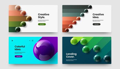 Fresh leaflet vector design template set. Creative realistic balls banner layout collection.