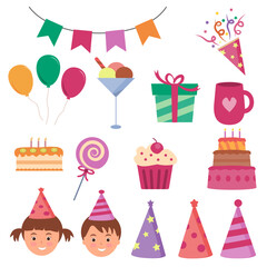 The elements of a party are used in birthday parties.