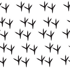 Seamless chicken paw silhouette pattern