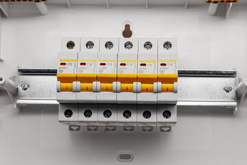 Din rail circuit breakers.