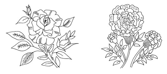 black and white flowers