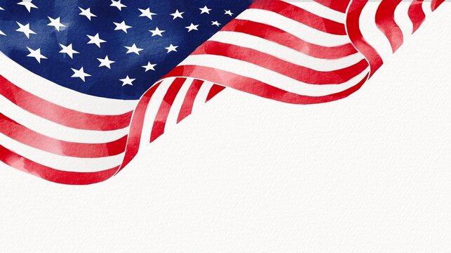USA flag with watercolor  brush paint textured