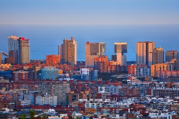 Barcelona sunset skyline