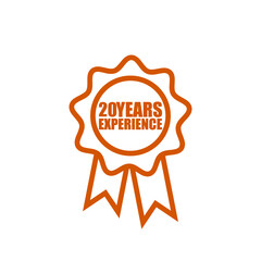 Twenty years Experience badge isolated on white background