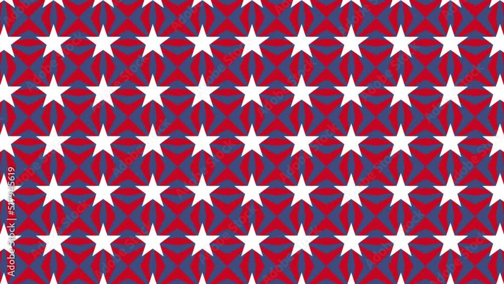 Aufkleber animated stars pattern in multicolor grid. trendy seamless loop patriotic animated background. simpl