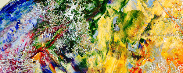 Color texture. Hand drawn oil painting on canvas. Abstract art background. Modern, contemporary art. Colorful canvas. Wall decor background	