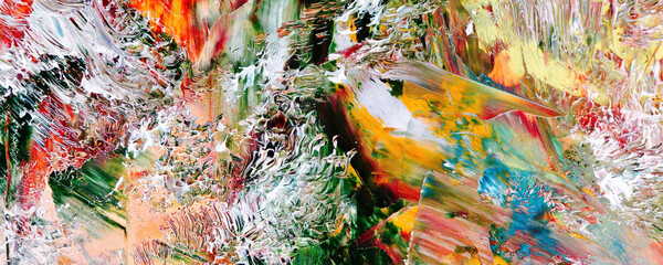 Color texture. Hand drawn oil painting on canvas. Abstract art background. Modern, contemporary art. Colorful canvas. Wall decor background	