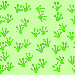 Seamless frog paw pattern in green