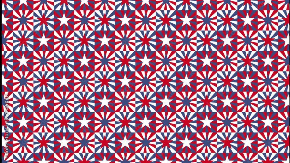 Aufkleber animated stars pattern in multicolor grid. trendy seamless loop patriotic animated background. simpl