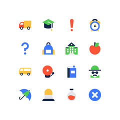 School and learning - set of flat design style icons