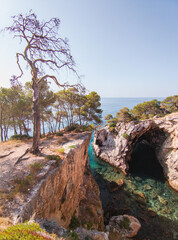 Italy, June 2022: breathtaking views with sea and cliffs at the Tremiti Islands in Puglia