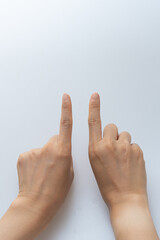 Finger gestures in various actions on a white background