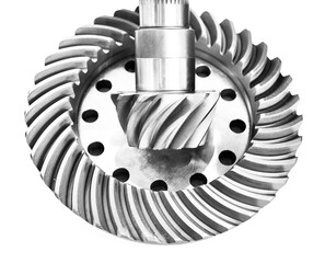 Shaft and gears metal spiral bevel isolated white