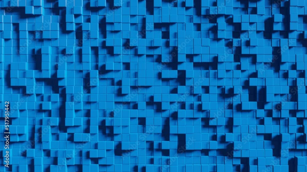 Aufkleber blue cubes in modern abstract animated construction. trendy 3d render seamless loop animation. endle