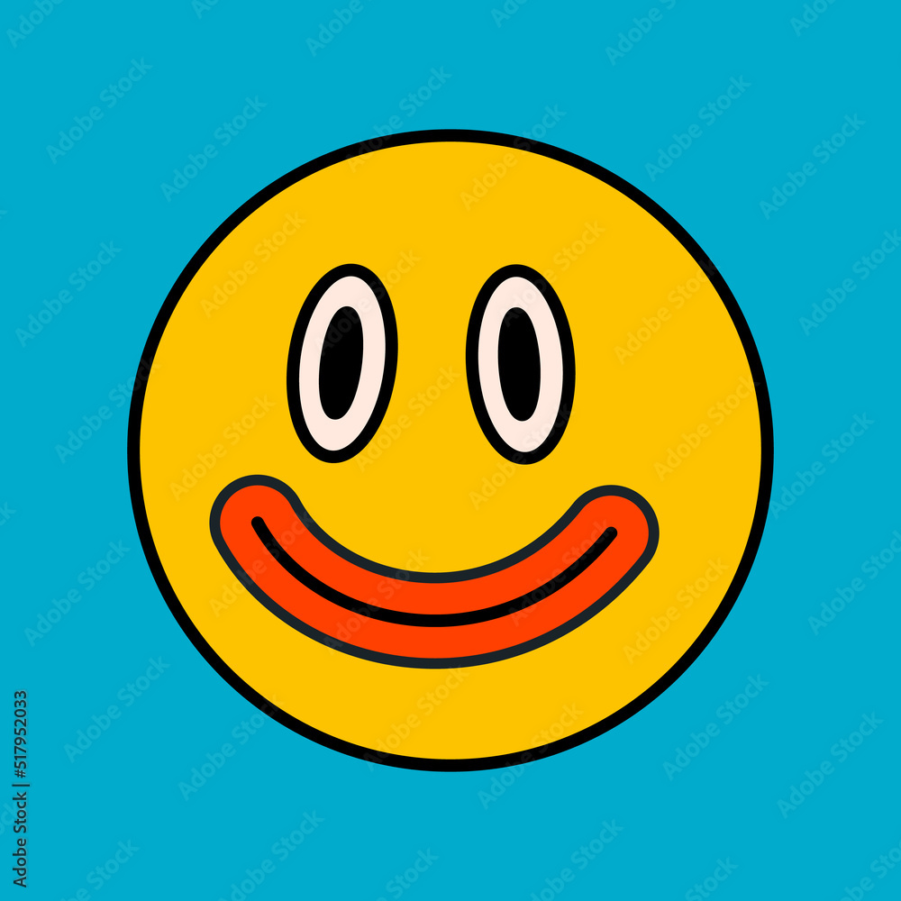 Wall mural cartoon vector funny cute smiling face comic character.