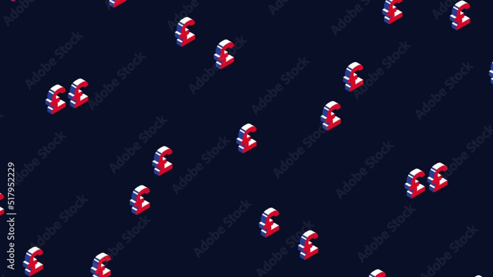 Aufkleber abstract isometric symbols of british currency pound floating on a dark background. simple seamless 