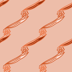 Hand drawn flower seamless pattern. Simple floral wallpaper.