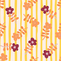 Obraz premium Simple daisy flower seamless pattern. Floral wallpaper. Cute ditsy print.