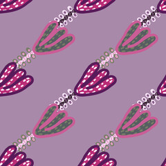 Decorative flowers seamless pattern. Contemporary strange floral wallpaper.