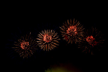 colourful fireworks competition on sky