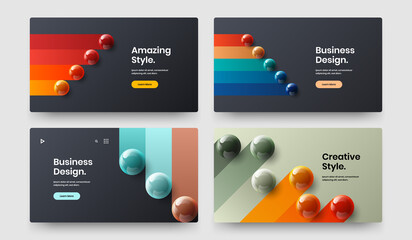 Modern handbill vector design concept composition. Amazing 3D spheres booklet layout set.