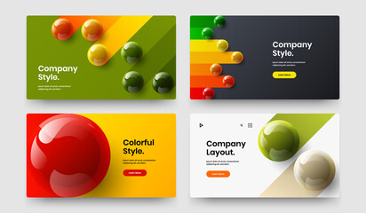 Original 3D balls corporate identity illustration bundle. Multicolored web banner design vector concept set.