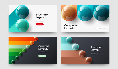 Premium website vector design layout bundle. Simple 3D balls company identity illustration collection.