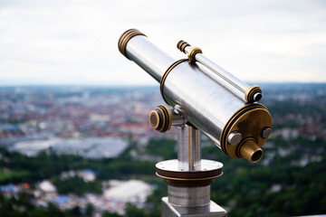 Altes Fernrohr Ausblick auf die Stadt München