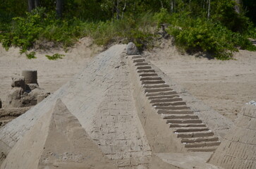 Pyramid Sand Castle on a beach