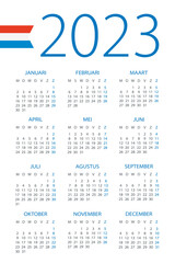 Calendar 2023 year - vector template illustration. Dutch version