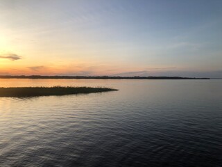 sunset over the river