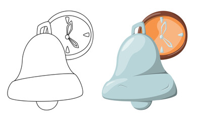 Set of vector illustrations Alert isolated on white background in line art flat color cartoon style.