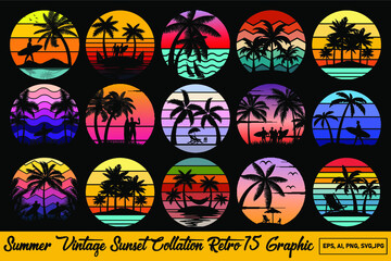 Retro Summer Vintage Sunset Graphics 