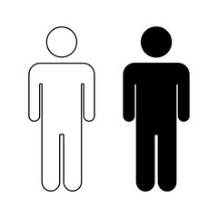 Graphic arts. Silhouette man. Toilet. Vector.