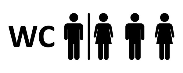 Graphic arts. Silhouette man. Toilet. Vector.