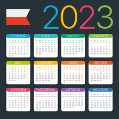 2023 Calendar - vector template graphic illustration - Poland version