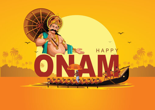 mahabali or maveli, Kerala old king. he is coming for every year. happy onam celebration. vector illustration design