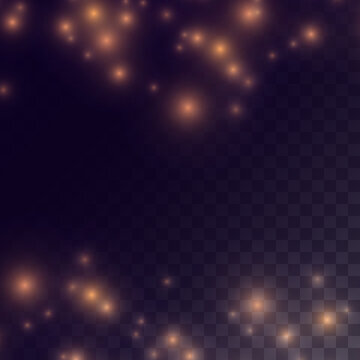 Dust particle background with light and stars explosion on transparent background