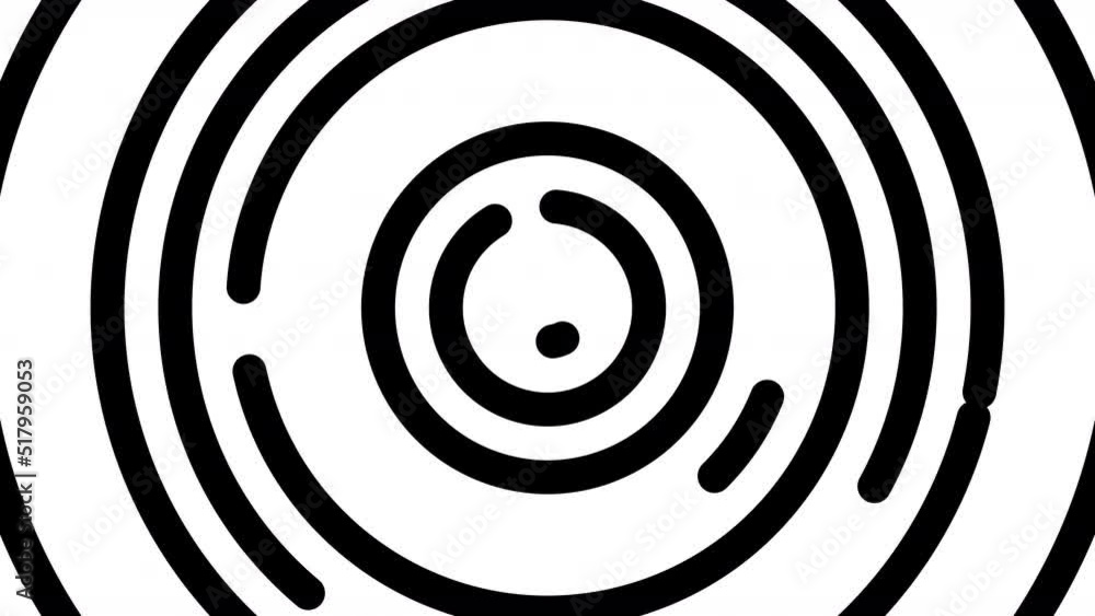 Poster black closing and opening circles on white background. loop ready abstract animation