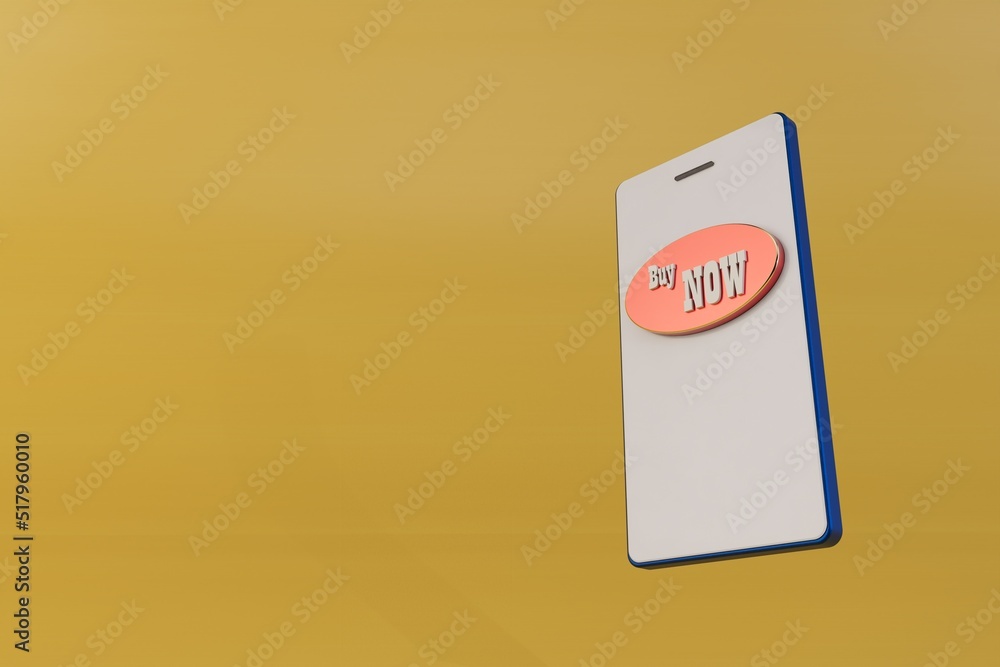 Poster icon of a white large smartphone on a yellow background with a place to place products or text on th