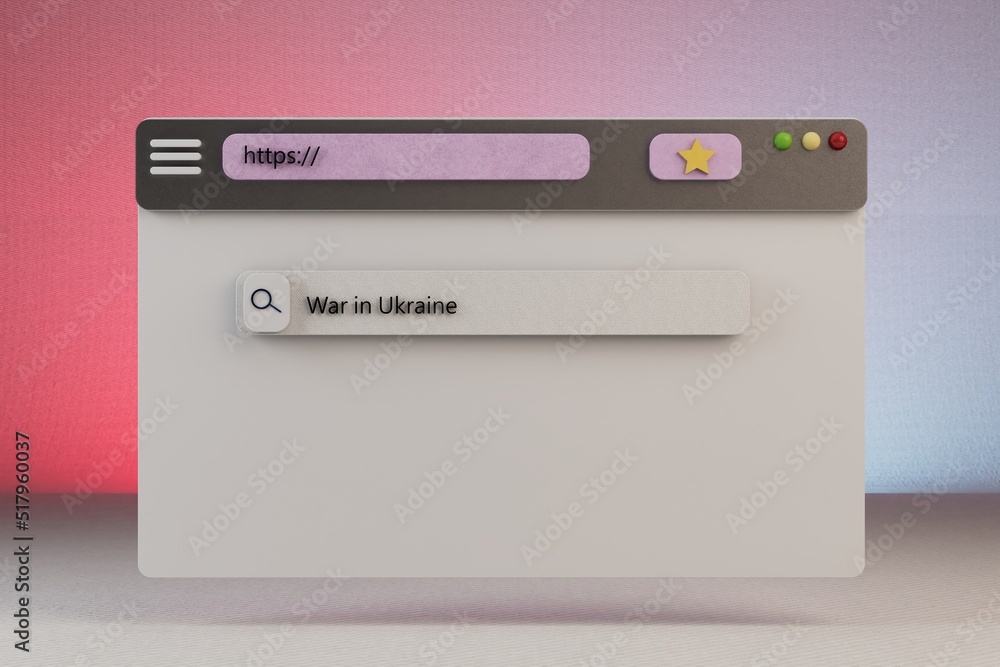 Poster white browser home page icon on a blue-pink background. search string. searching for information on 