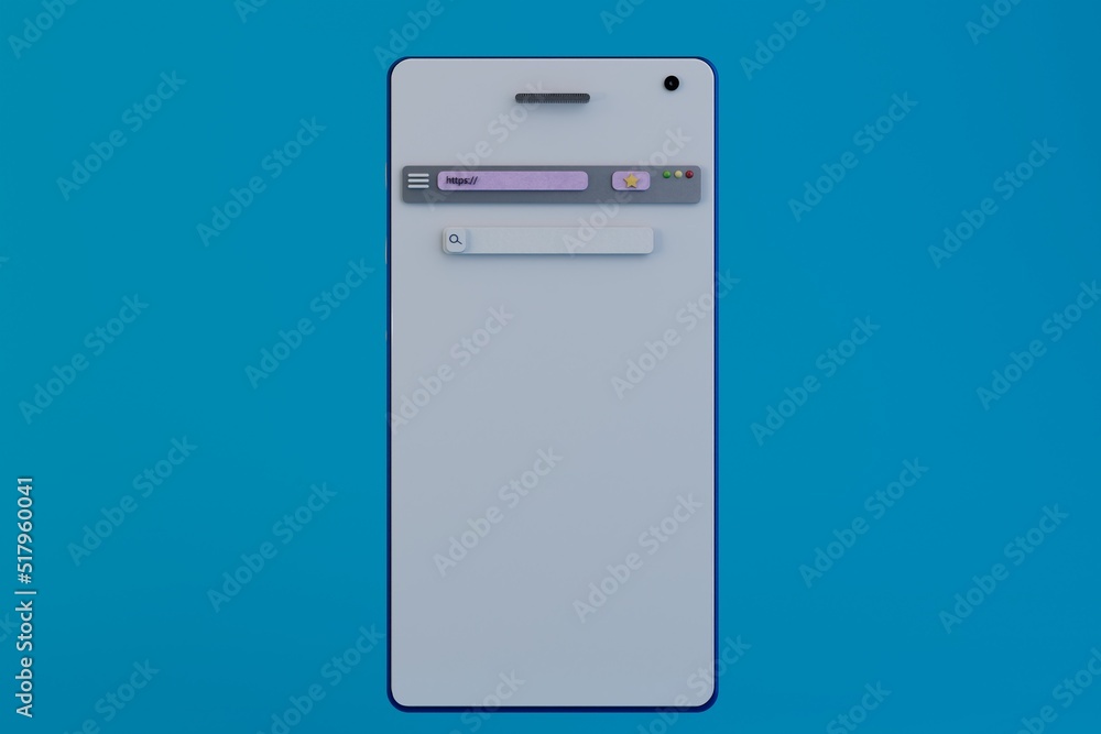 Poster a smartphone icon on a blue background on which the main page of the browser is white. search string