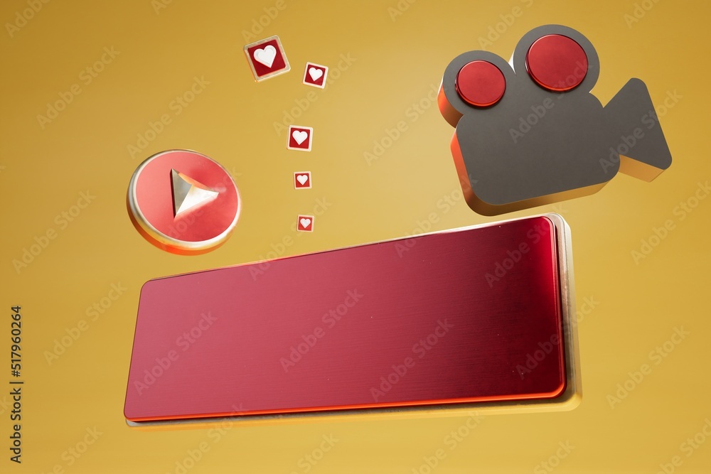 Poster abstract background. put a like on the video. like the video. video camera icon in black on a yellow