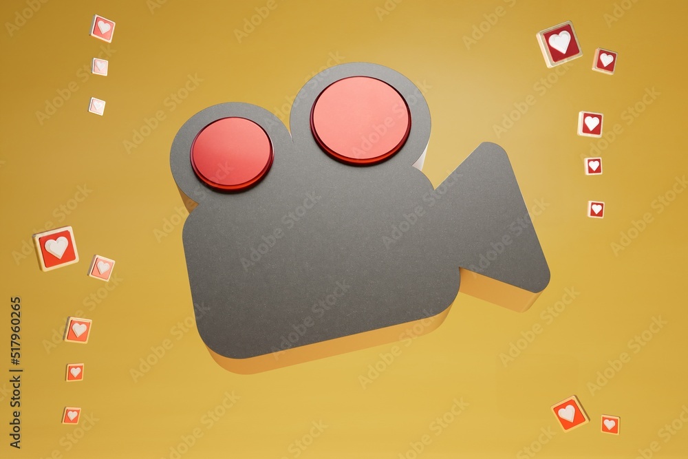Poster abstract background. put a like on the video. like the video. a black video camera icon on a yellow 
