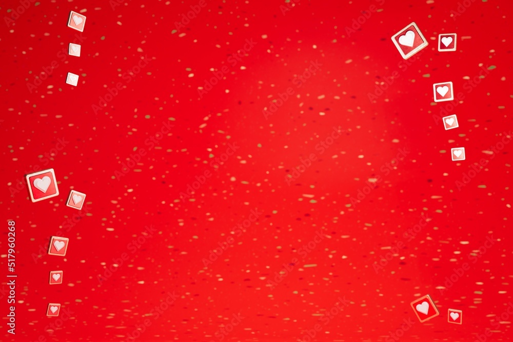 Poster abstract background. give a like. like icon patterns on a red background with space to place items o